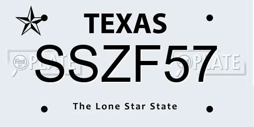 SSZF57 Texas License Plate