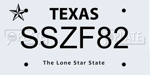 SSZF82 Texas License Plate