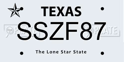 SSZF87 Texas License Plate
