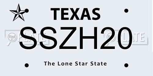 SSZH20 Texas License Plate