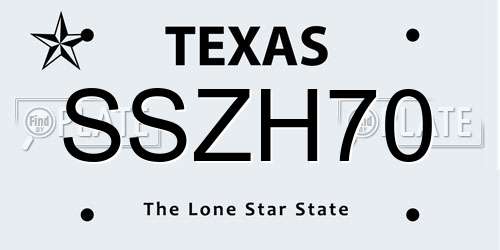 SSZH70 Texas License Plate