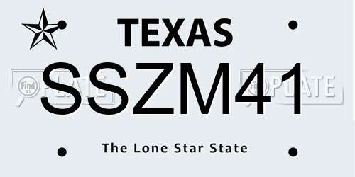 SSZM41 Texas License Plate