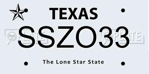 SSZO33 Texas License Plate