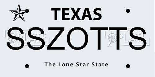 SSZOTTS Texas License Plate