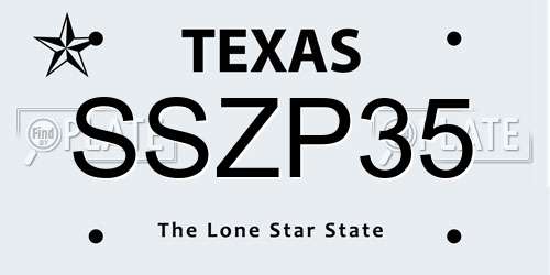 SSZP35 Texas License Plate