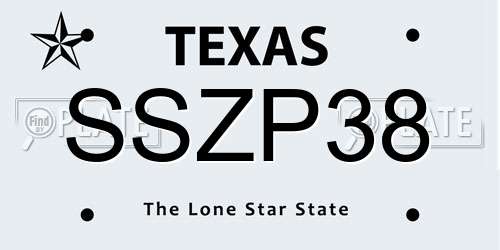 SSZP38 Texas License Plate