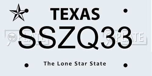 SSZQ33 Texas License Plate