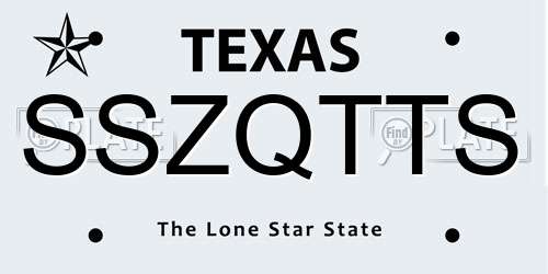 SSZQTTS Texas License Plate