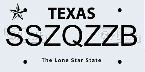 SSZQZZB Texas License Plate