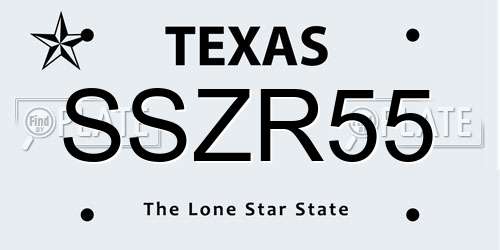 SSZR55 Texas License Plate