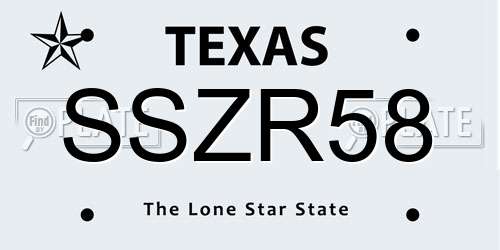 SSZR58 Texas License Plate