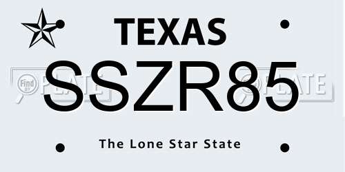 SSZR85 Texas License Plate
