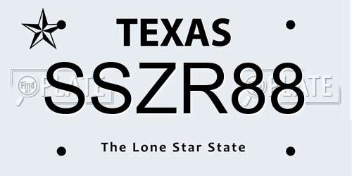 SSZR88 Texas License Plate