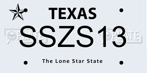 SSZS13 Texas License Plate