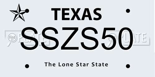 SSZS50 Texas License Plate