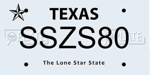 SSZS80 Texas License Plate