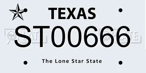 ST00666 Texas License Plate