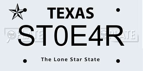 ST0E4R Texas License Plate
