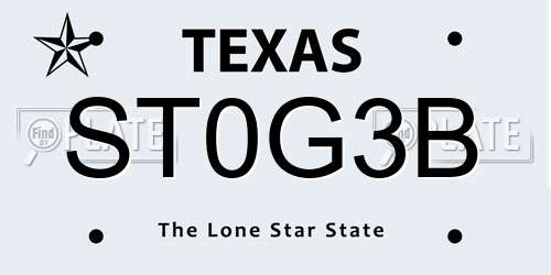 ST0G3B Texas License Plate
