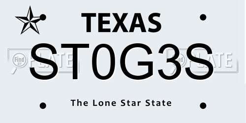 ST0G3S Texas License Plate