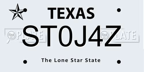 ST0J4Z Texas License Plate