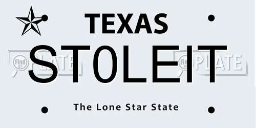 ST0LEIT Texas License Plate