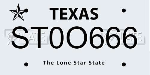 ST0O666 Texas License Plate