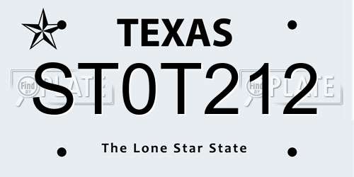 ST0T212 Texas License Plate
