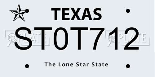 ST0T712 Texas License Plate