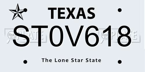 ST0V618 Texas License Plate