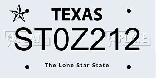 ST0Z212 Texas License Plate
