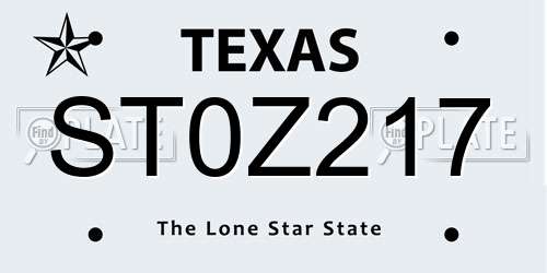 ST0Z217 Texas License Plate