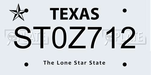 ST0Z712 Texas License Plate