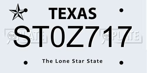 ST0Z717 Texas License Plate
