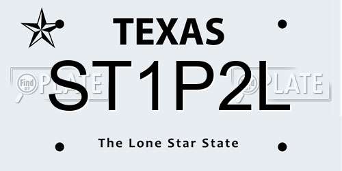 ST1P2L Texas License Plate