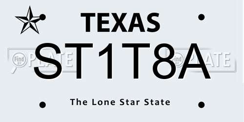 ST1T8A Texas License Plate