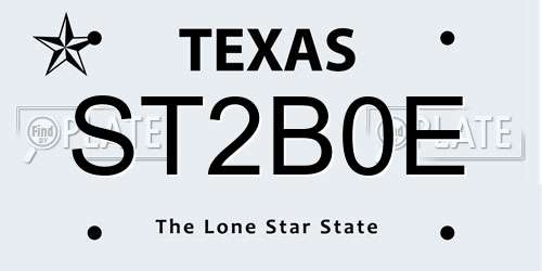 ST2B0E Texas License Plate