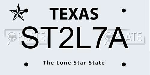 ST2L7A Texas License Plate