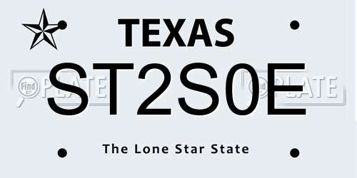 ST2S0E Texas License Plate