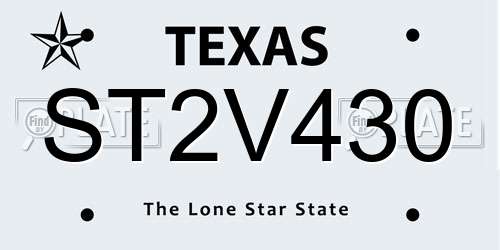 ST2V430 Texas License Plate