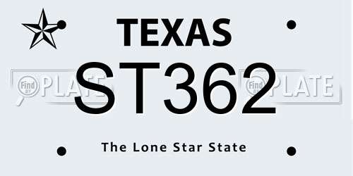 ST362 Texas License Plate