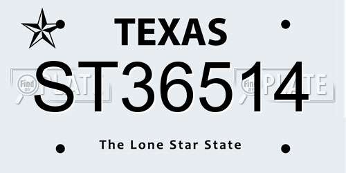 ST36514 Texas License Plate