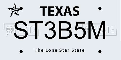 ST3B5M Texas License Plate