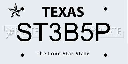 ST3B5P Texas License Plate