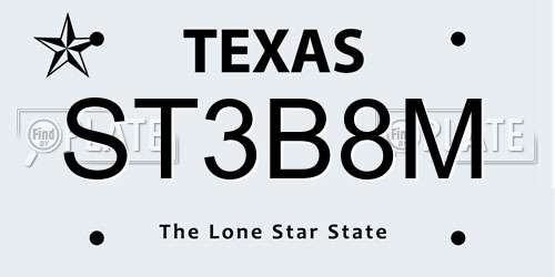 ST3B8M Texas License Plate