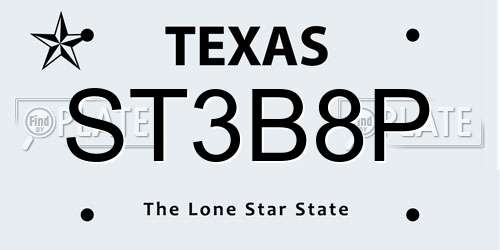 ST3B8P Texas License Plate
