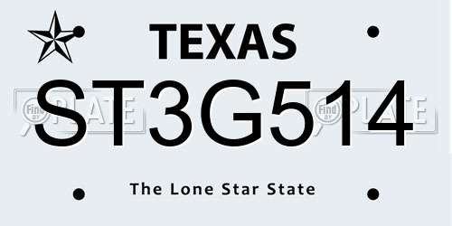 ST3G514 Texas License Plate