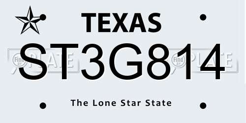 ST3G814 Texas License Plate