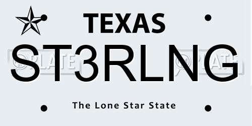 ST3RLNG Texas License Plate