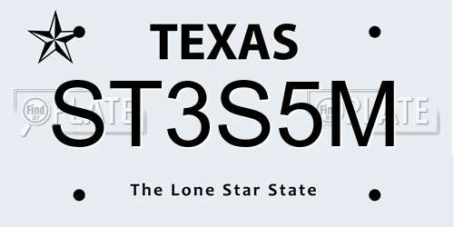 ST3S5M Texas License Plate